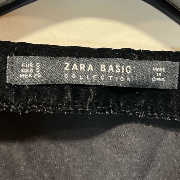 Zara Basics Black Lace V-neck Velvet Velour Size Small Tunic Romantic Goth - Picture 4 of 5